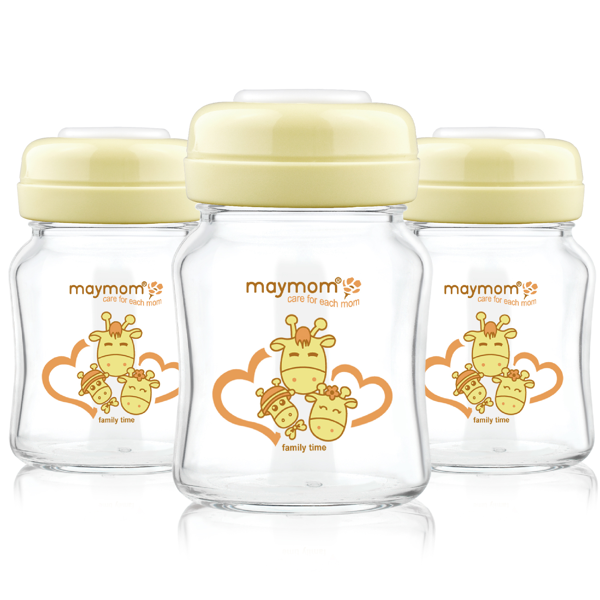 Maymom Glass Bottle (4 oz; 120 mL) with Screw Ring Sealing Disk; No Nipple & Dome Cap Included; 3 ct